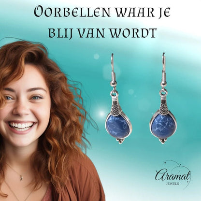 Boho Druppel Oorhangers Donkerblauw vrouw - oor6031 - Oorhangers kopen# - 50mm - alles - bali