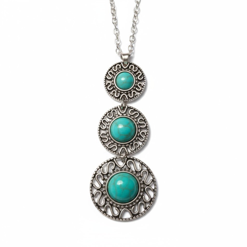 Boho Halsketting met Gemarmerde Turquoise Stenen - Aramat Jewels - Halskettingen - cadeautip