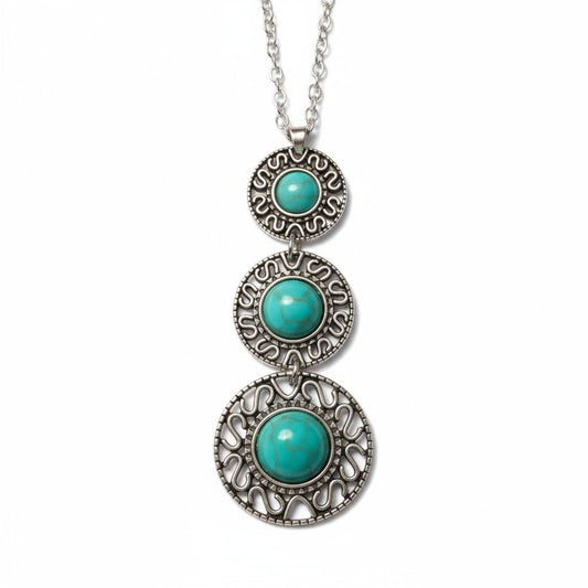Boho Halsketting met Gemarmerde Turquoise Stenen - Aramat Jewels - Halskettingen - cadeautip