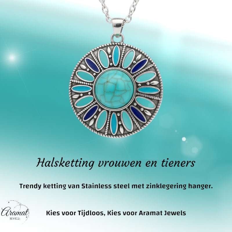 Boho Halsketting met ronde hanger - Aramat Jewels - Halskettingen - cadeautip