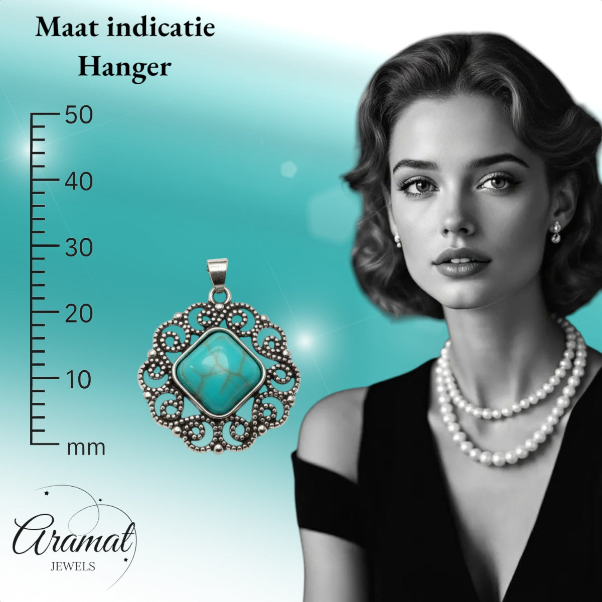 Boho Halsketting met Turquoise Steen - Aramat Jewels - Halskettingen - cadeautip