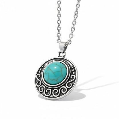 Boho Ketting met Gemarmerde Turquoise Steen - Aramat Jewels - Halskettingen - cadeautip