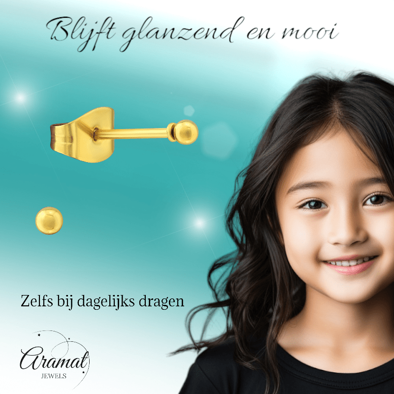 Bolletjes oorbellen – Goudkleur – 2mm - oor2721 - XE5558 - Oorbellen kopen# - 2mm - alles - bolletjes