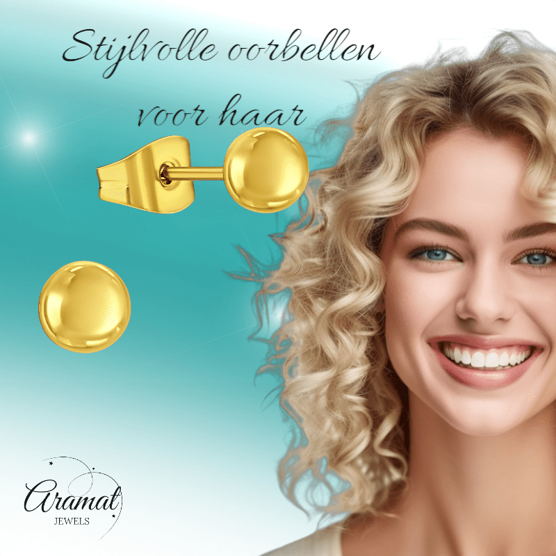 Bolletjes oorbellen – Goudkleur – 4mm - oor1007 - xe5558 - Oorbellen kopen# - 4mm - alles - bolletjes