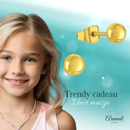 Bolletjes oorbellen – Goudkleur – 4mm - oor1007 - xe5558 - Oorbellen kopen# - 4mm - alles - bolletjes