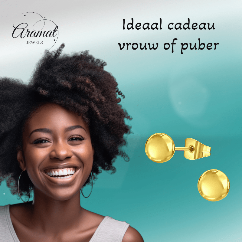 Bolletjes oorbellen – Goudkleur – 6mm - oor2720 - 14136 - Oorbellen kopen# - 6mm - alles - bolletjes