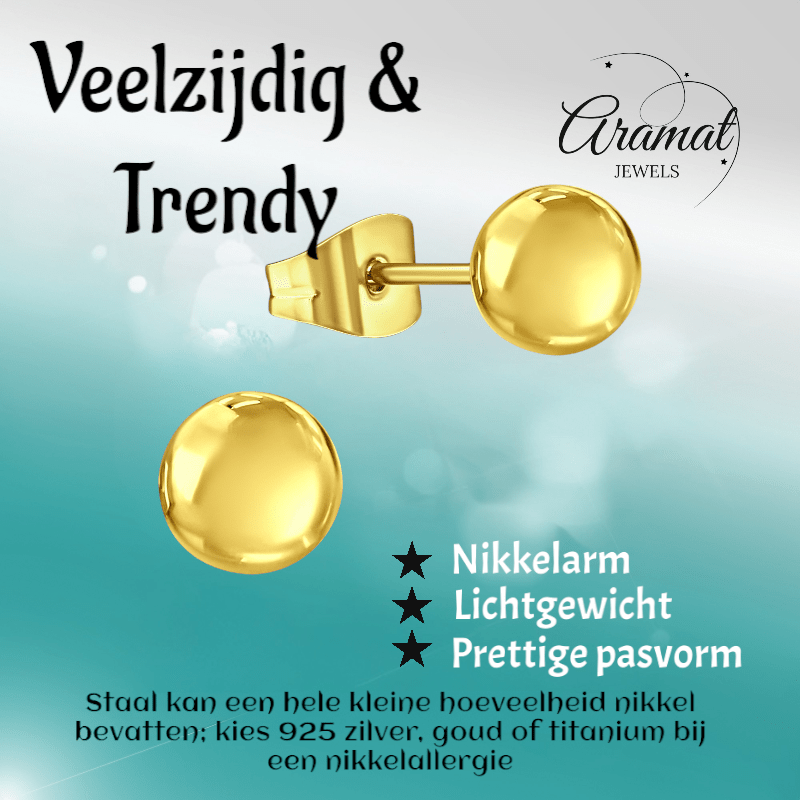 Bolletjes oorbellen – Goudkleur – 6mm - oor2720 - 14136 - Oorbellen kopen# - 6mm - alles - bolletjes