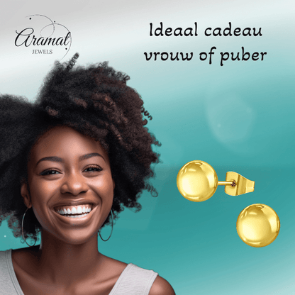 Bolletjes oorbellen – Goudkleur – 8mm - oor2725 - 14138 - Oorbellen kopen# - 8mm - alles - bolletjes