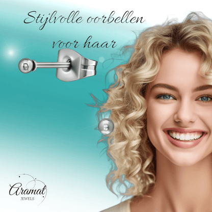 Bolletjes oorbellen – zilverkleur – 2mm - oor2742 - XE2224 - Oorbellen kopen# - 2mm - alles - bolletjes