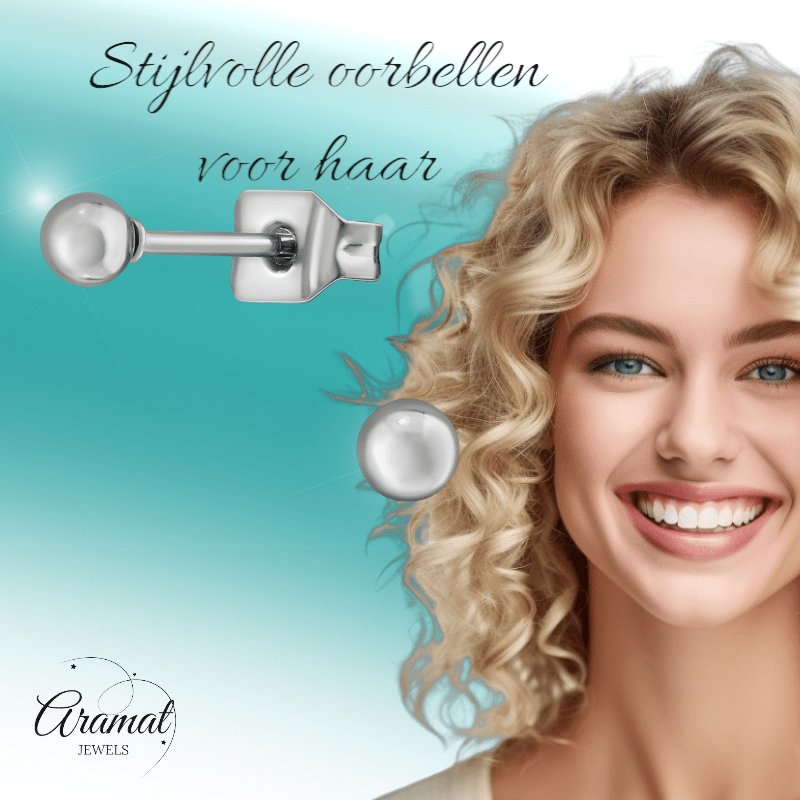 Bolletjes oorbellen – zilverkleur – 3mm - oor1382 - XE54559 - Oorbellen kopen# - 3mm - alles - bolletjes