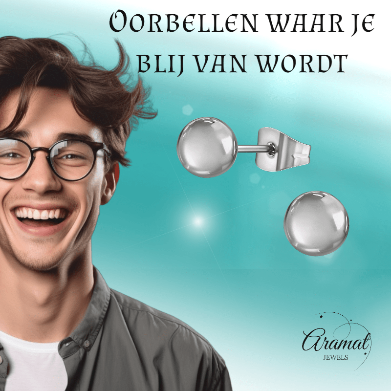 Bolletjes oorbellen – zilverkleur – 6mm - oor2745 - XE2224 - Oorbellen kopen# - 6mm - alles - bolletjes
