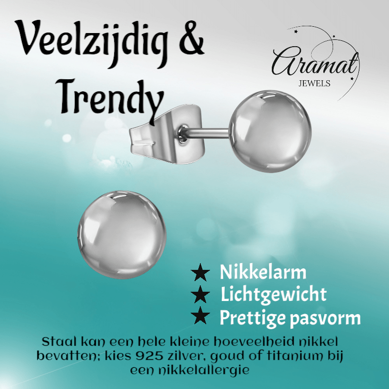 Bolletjes oorbellen – zilverkleur – 6mm - oor2745 - XE2224 - Oorbellen kopen# - 6mm - alles - bolletjes