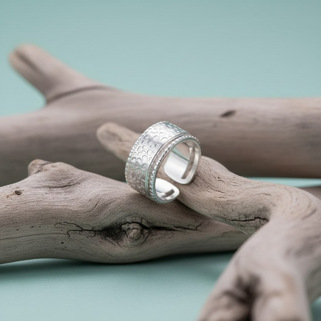 Brede Damesring met Motief | 9mm - Stainless Steel - Aramat Jewels - Ringen - cadeautip