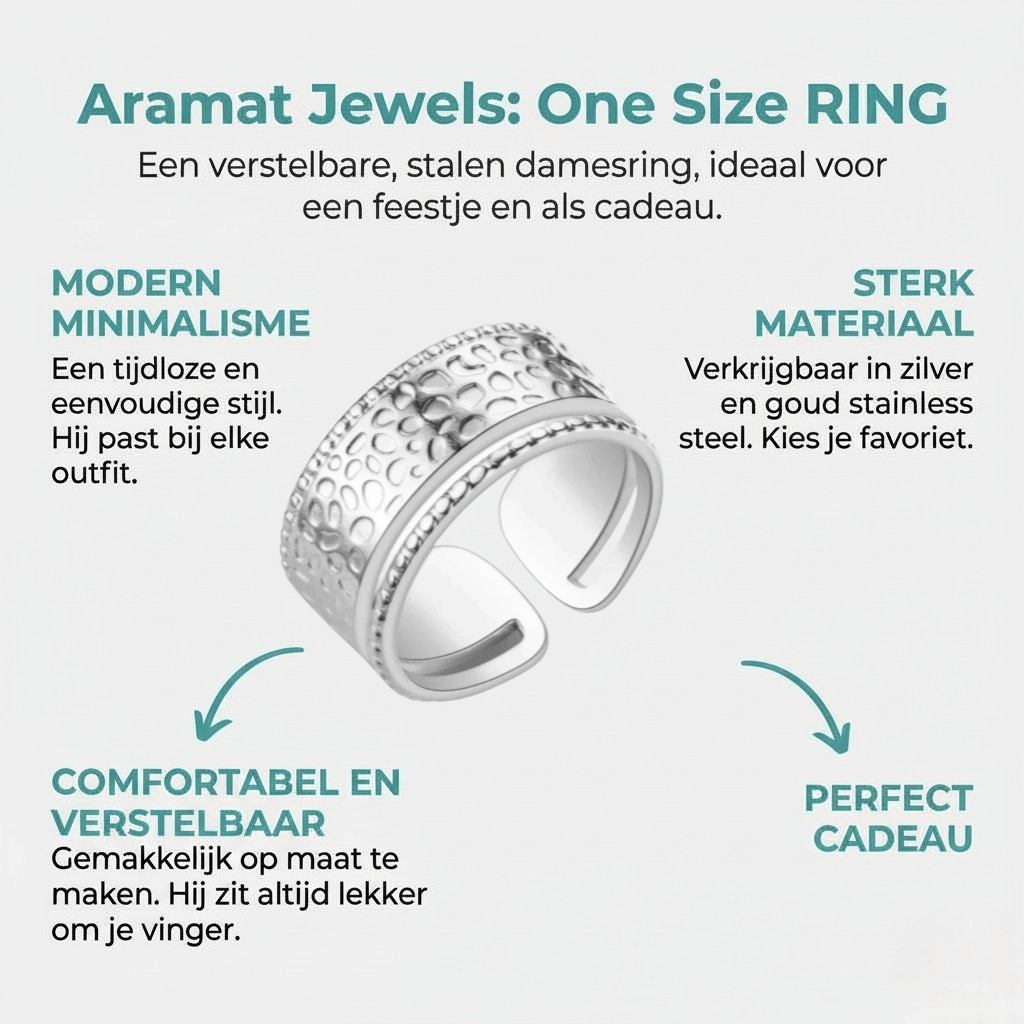 Brede Damesring met Motief | 9mm - Stainless Steel - Aramat Jewels - Ringen - cadeautip