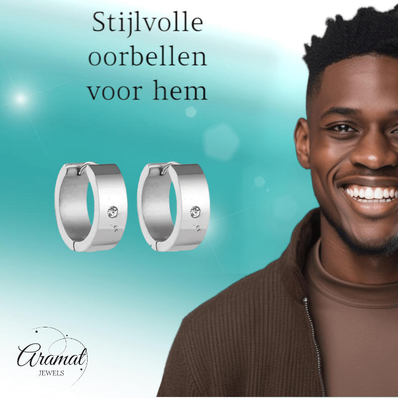 Brede Huggie Oorringen 20x7mm Zilverkleur - Aramat Jewels - Oorringen - cadeautip