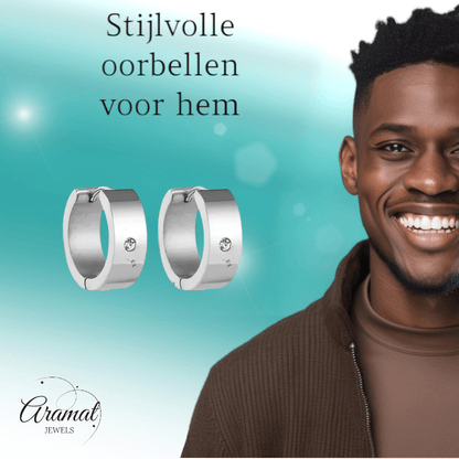 Brede Huggie Oorringen 20x7mm Zilverkleur - Aramat Jewels - Oorringen - cadeautip