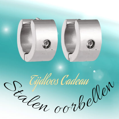 Brede Huggie Oorringen met Kristal 13x7mm - Aramat Jewels - Oorringen - cadeautip
