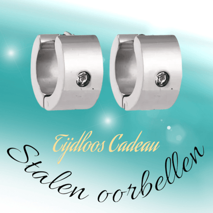 Brede Huggie Oorringen met Kristal 13x7mm - Aramat Jewels - Oorringen - cadeautip