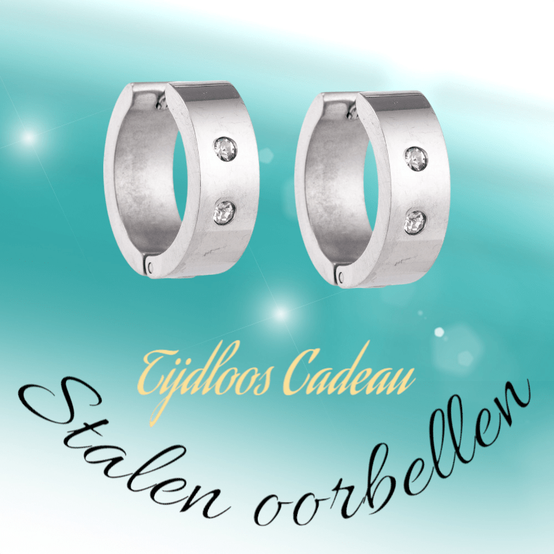 Brede mini Huggies met Kristal 13x7mm - Aramat Jewels - Oorringen - cadeautip