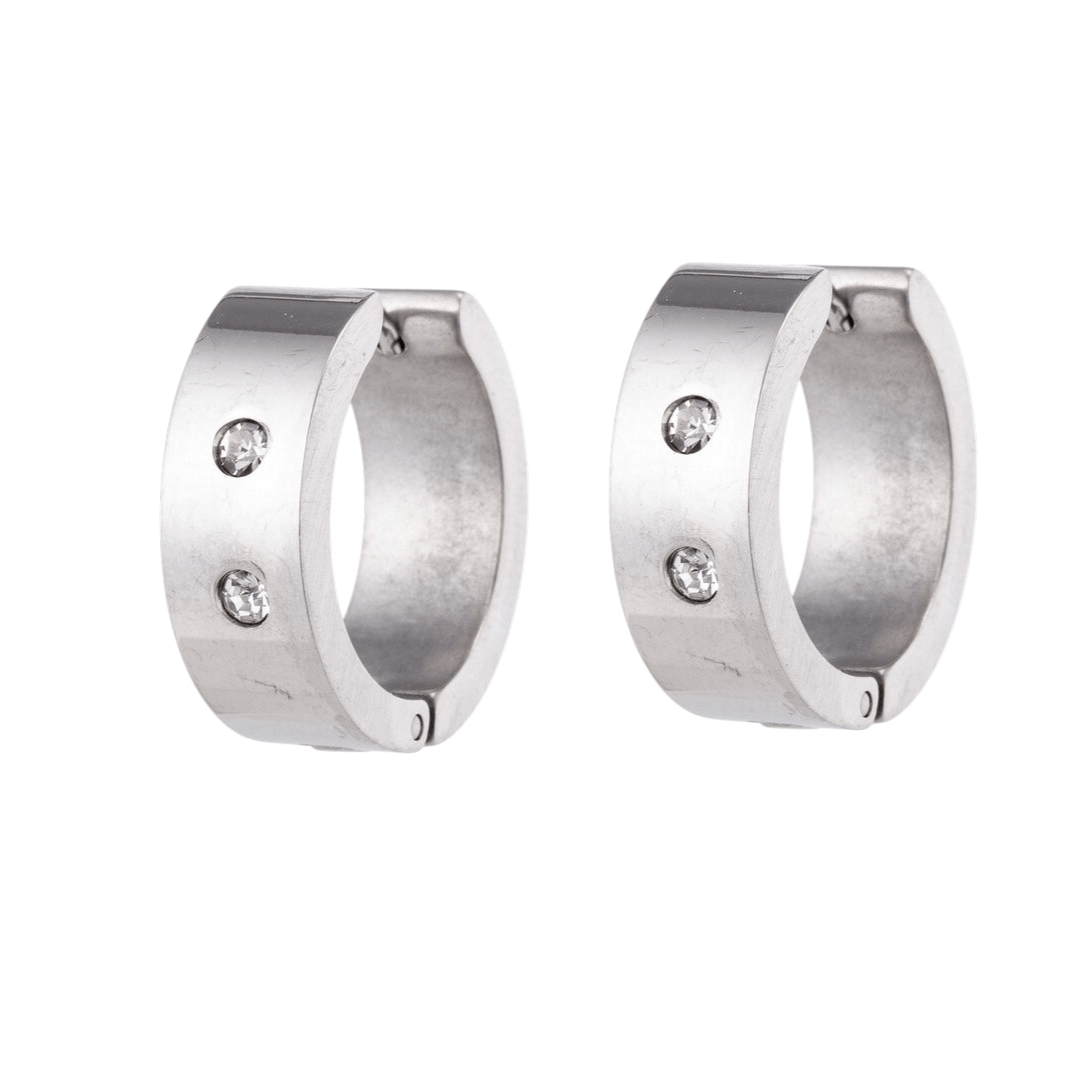 Brede mini Huggies met Kristal 13x7mm - Aramat Jewels - Oorringen - cadeautip