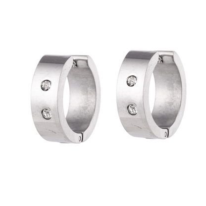 Brede mini Huggies met Kristal 13x7mm - Aramat Jewels - Oorringen - cadeautip