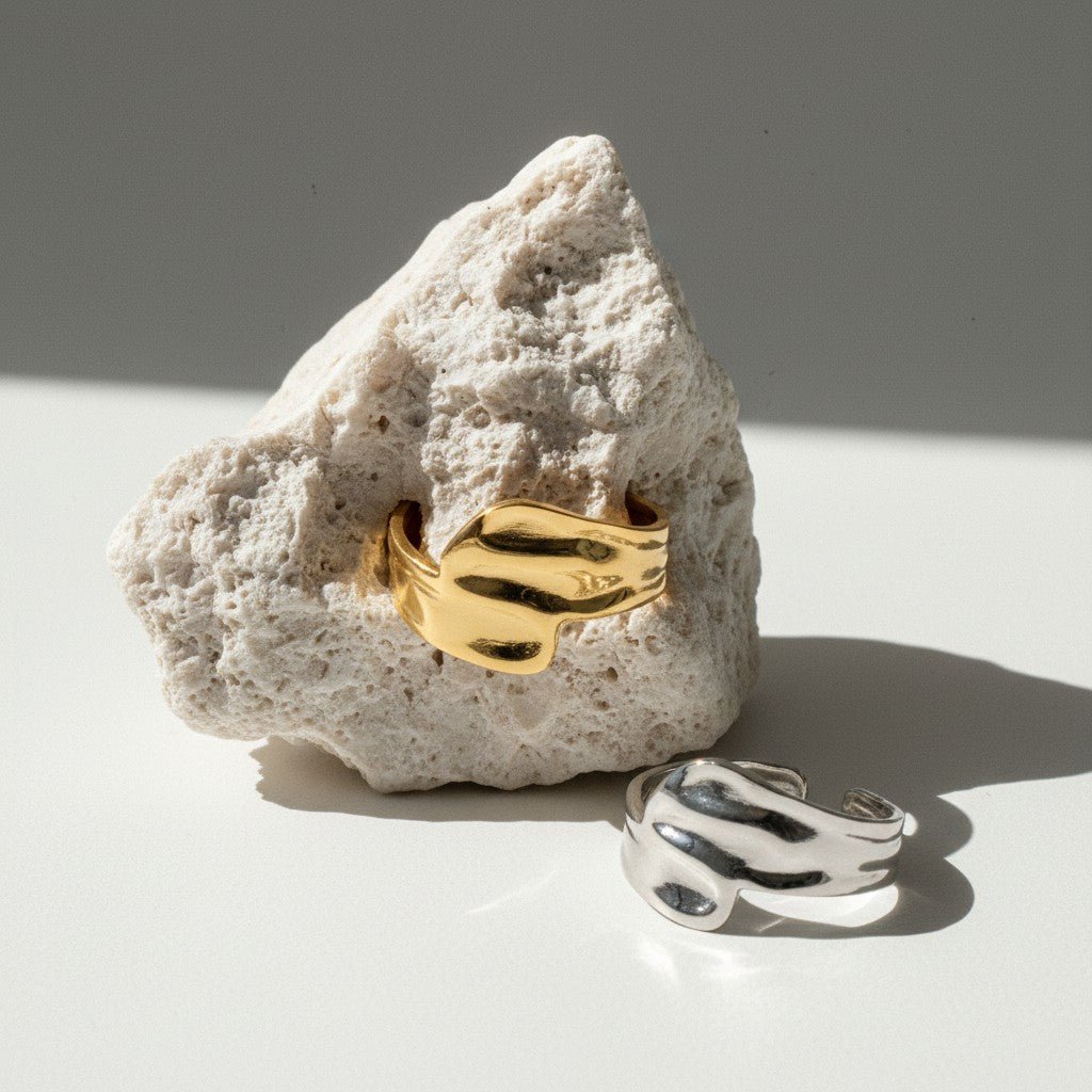 Brede Moderne One Size Ring RVS (14 mm) - Aramat Jewels - Ringen - cadeautip