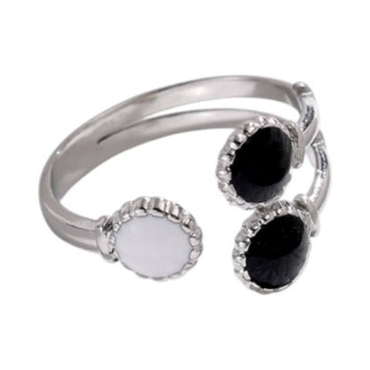 Brede One Size Ring Goudkleurig RVS met Drie Emaille Cirkels (13 mm) - Aramat Jewels - Ringen - cadeautip