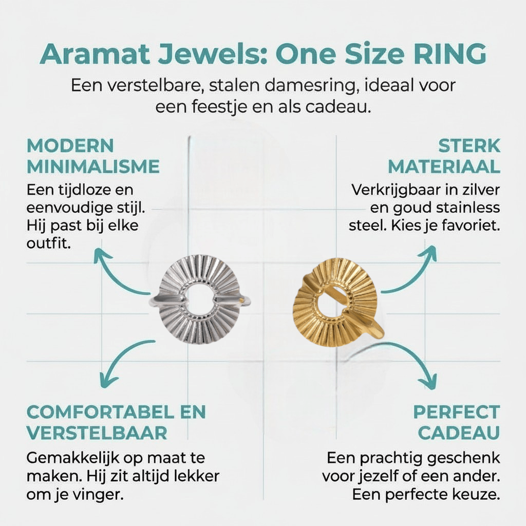 Brede One Size Ring RVS met Cirkel en Lijnenspel (18 mm) - Aramat Jewels - Ringen - cadeautip