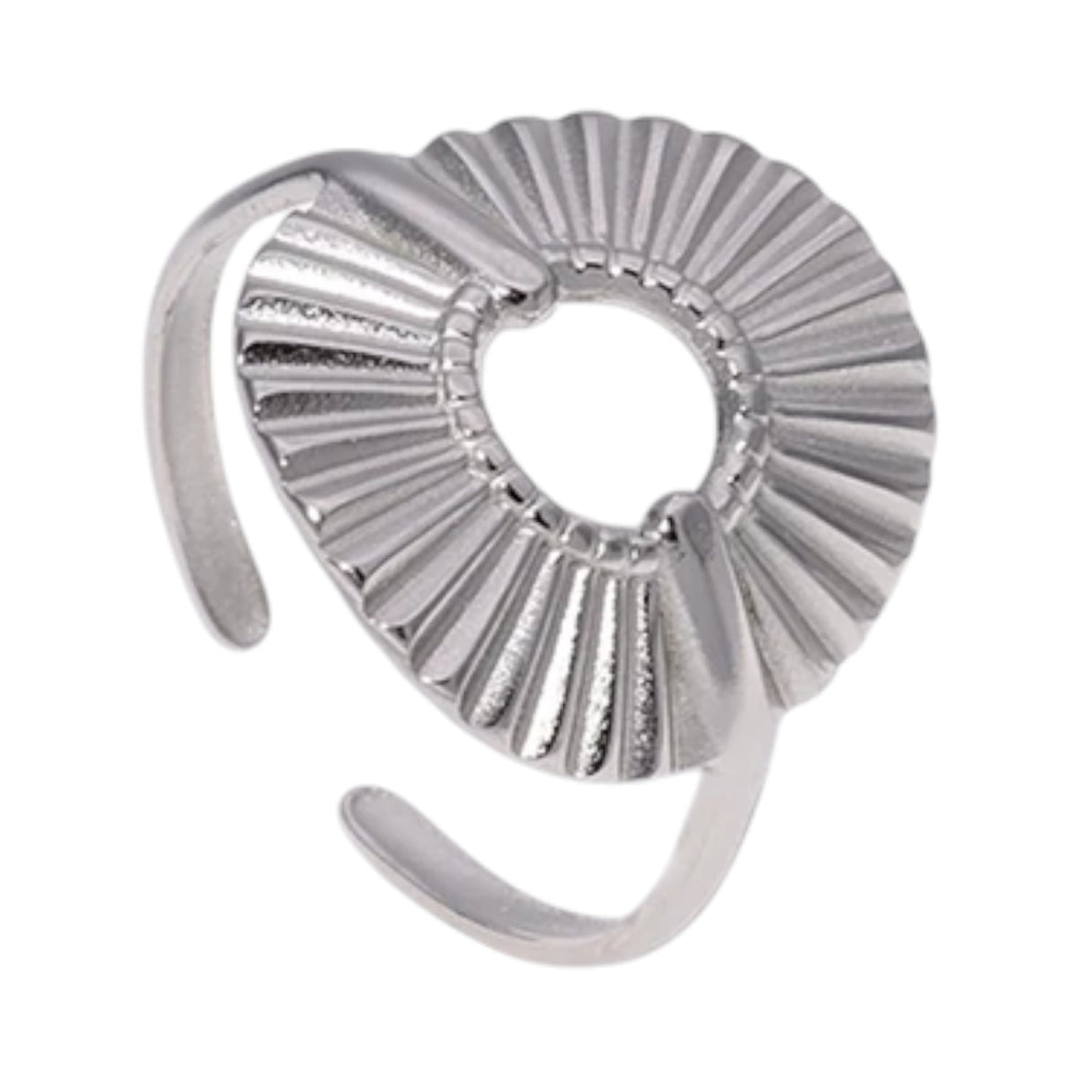 Brede One Size Ring RVS met Cirkel en Lijnenspel (18 mm) - Aramat Jewels - Ringen - cadeautip