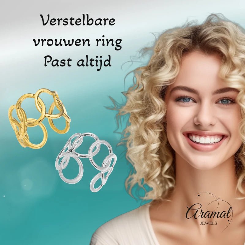 Brede One Size Ring RVS met Ovale Schakels (13 mm) - Aramat Jewels - Ringen - cadeautip