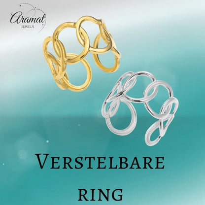 Brede One Size Ring RVS met Ovale Schakels (13 mm) - Aramat Jewels - Ringen - cadeautip