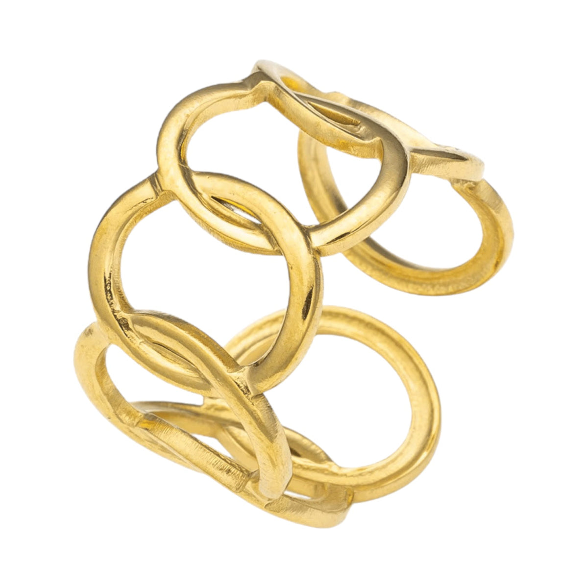 Brede One Size Ring RVS met Ovale Schakels (13 mm) - Aramat Jewels - Ringen - cadeautip