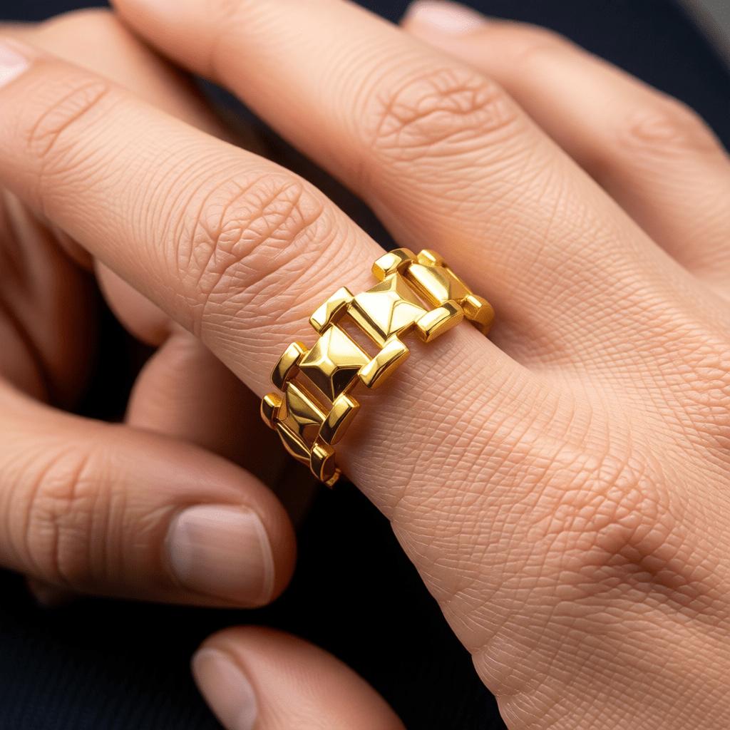 Brede One Size Schakelring van RVS - Goudkleurig of Zilver (9 mm) - Aramat Jewels - Ringen - cadeautip