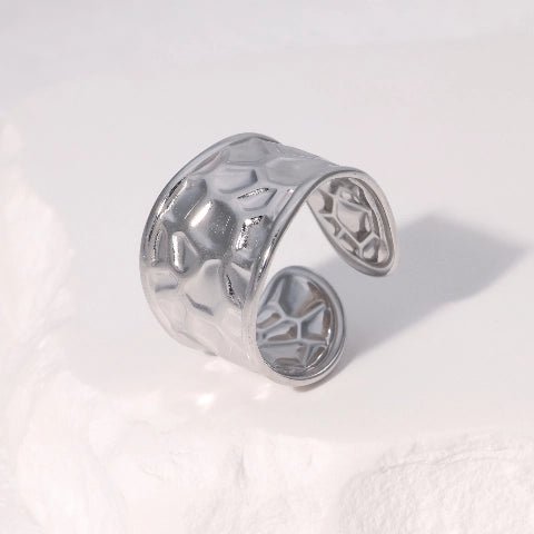 Brede Verstelbare Damesring met Geometrisch Design - 15mm RVS - Aramat Jewels - Ringen - cadeautip