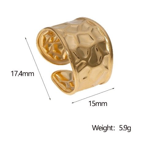 Brede Verstelbare Damesring met Geometrisch Design - 15mm RVS - Aramat Jewels - Ringen - cadeautip