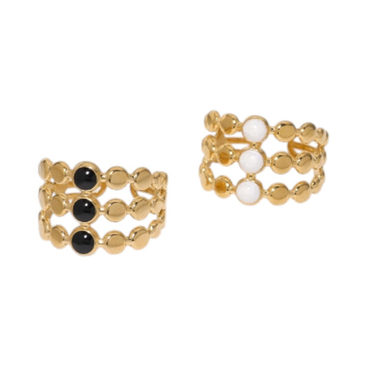 Brede Verstelbare Ring met 3 Emaille Cirkels - Goudkleurig RVS - Aramat Jewels - Ringen - cadeautip