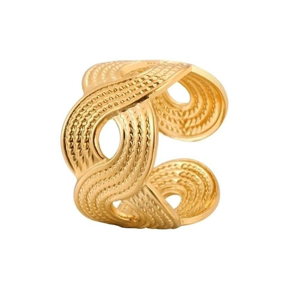 Brede Verstelbare Ring RVS met Vlecht Motief - 13 mm - Aramat Jewels - Ringen - cadeautip