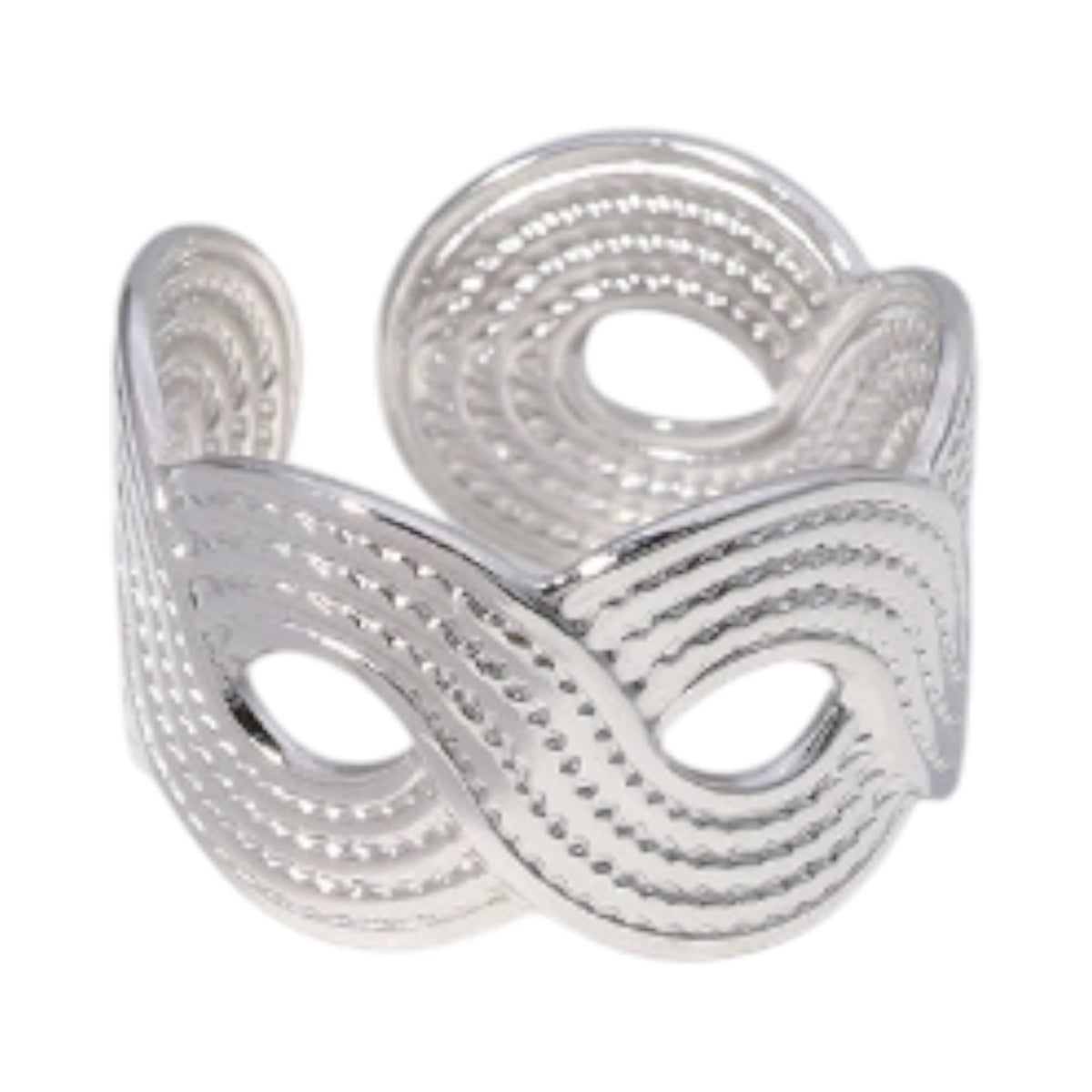 Brede Verstelbare Ring RVS met Vlecht Motief - 13 mm - Aramat Jewels - Ringen - cadeautip
