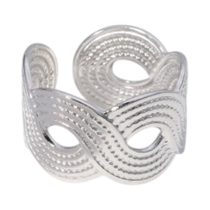 Brede Verstelbare Ring RVS met Vlecht Motief - 13 mm - Aramat Jewels - Ringen - cadeautip
