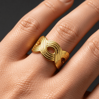 Brede Verstelbare Ring RVS met Vlecht Motief - 13 mm - Aramat Jewels - Ringen - cadeautip