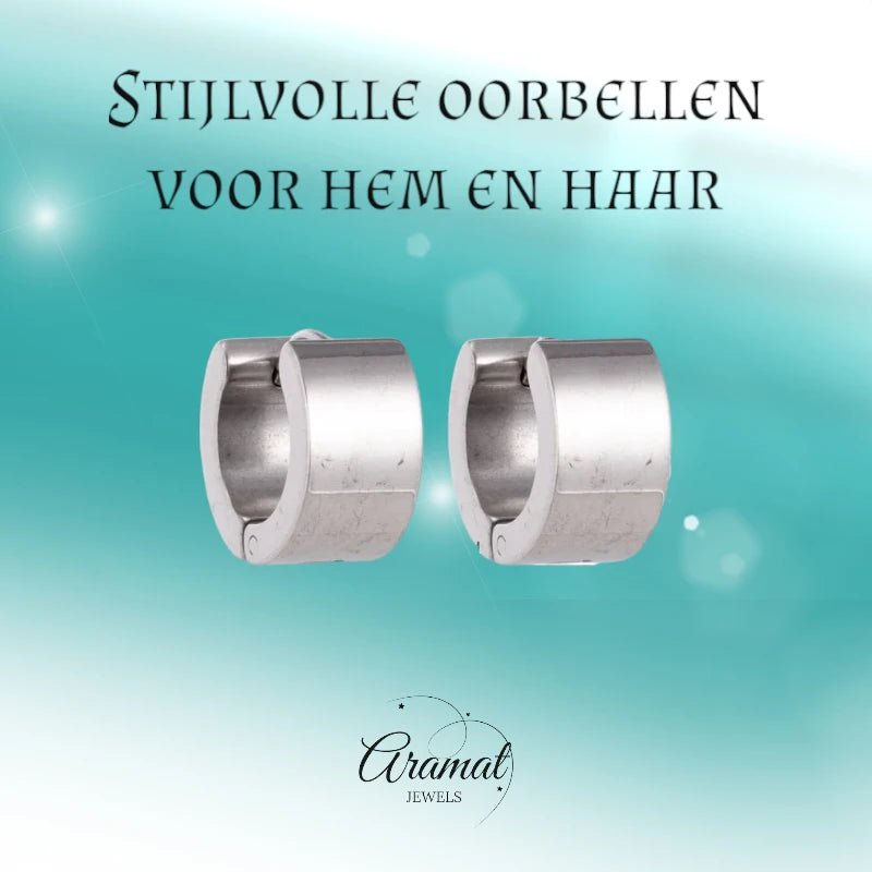 Brede Zilverkleurige Rvs huggies - oor5877 - se20002 - Oorringen kopen