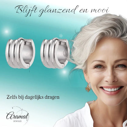 Brede Zilverkleurige Stalen Oorringen 13x7mm - oor5823 - se20001 - Oorringen kopen# - 13mm - 7mm - alles