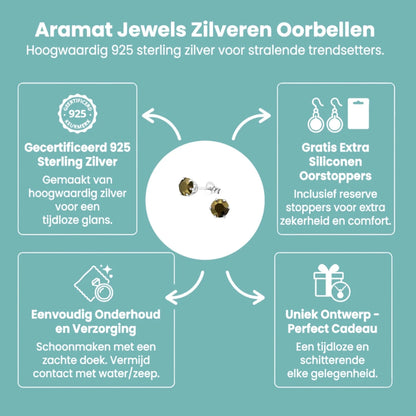 Bruine Kristal Oorbellen zilver - Aramat Jewels - Oorbellen - cadeautip