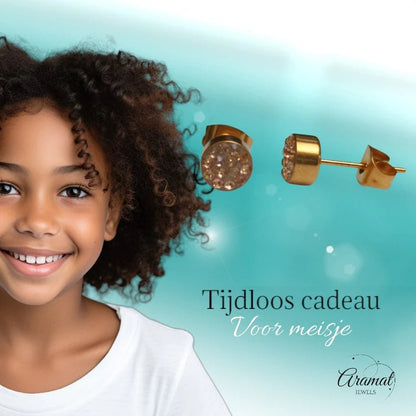 Champagne kristallen oorstekers 6 mm – goudkleurig - oor880 - Oorbellen kopen# - 6mm - alles - cadeau