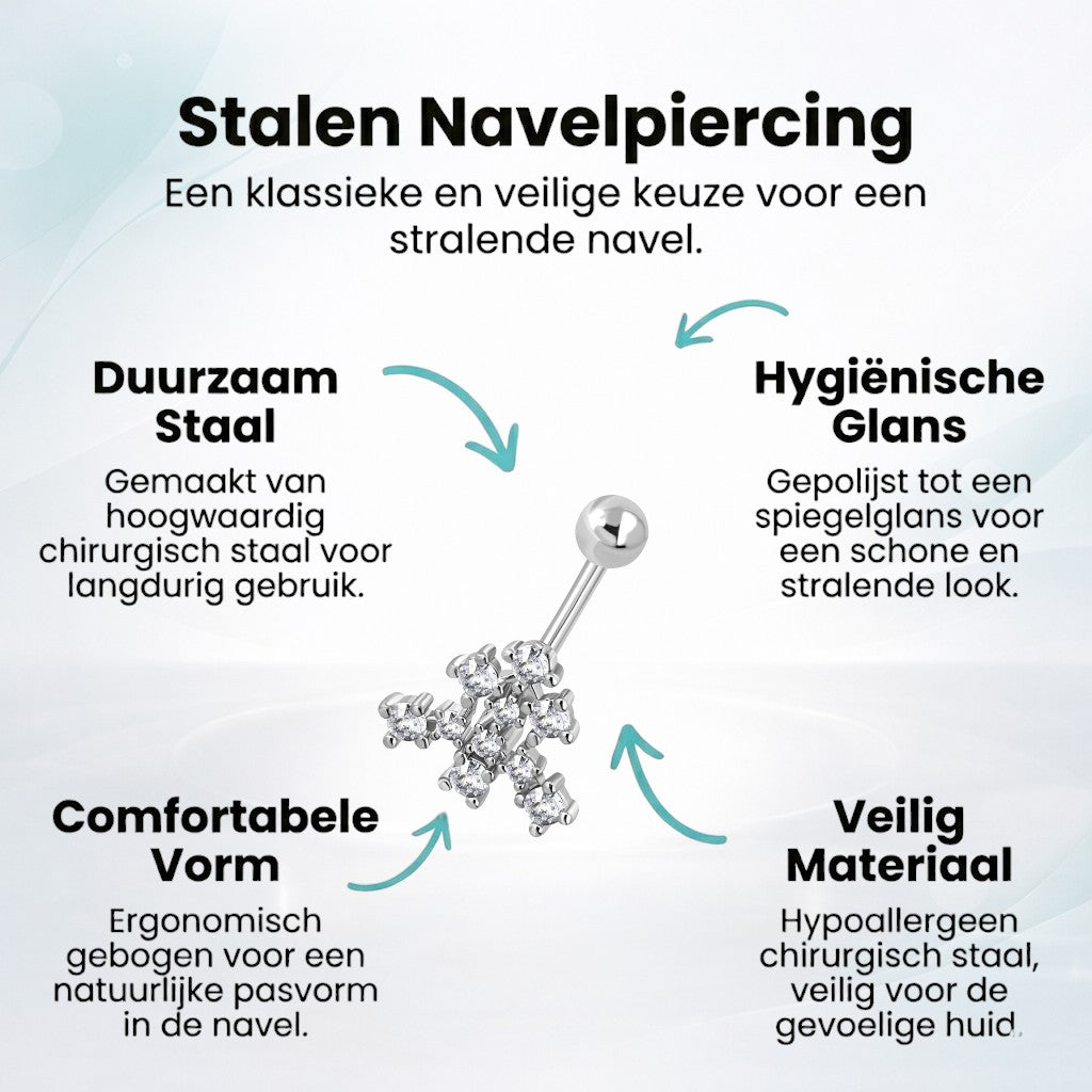 Chirurgisch Stalen Navelpiercing met Zirkonia