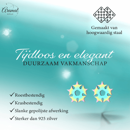 Cirkel van sterren oorstekers multikleur – 9mm - Aramat Jewels - Oorbellen - cadeautip