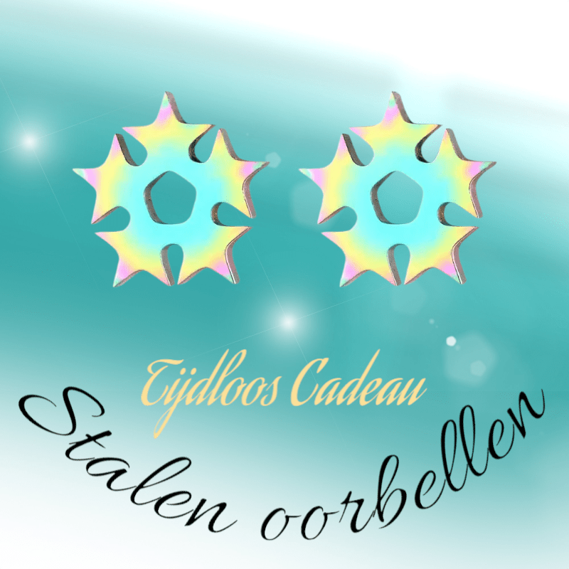 Cirkel van sterren oorstekers multikleur – 9mm - Aramat Jewels - Oorbellen - cadeautip