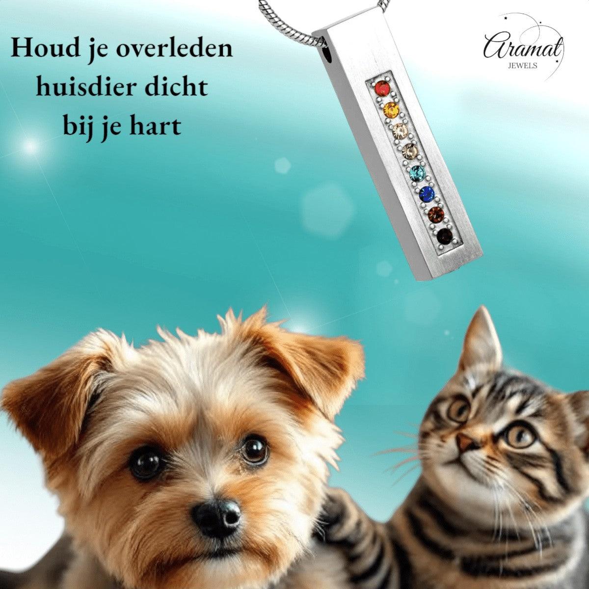Crematiehanger buis multi - zirkonia – zilverkleur – 34mm - Aramat Jewels - Gedenkhangers - cadeautip