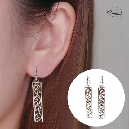 Dames Oorhangers Rechthoekige Bedel - oor6065 - Oorhangers kopen# - 55mm - alles - bali