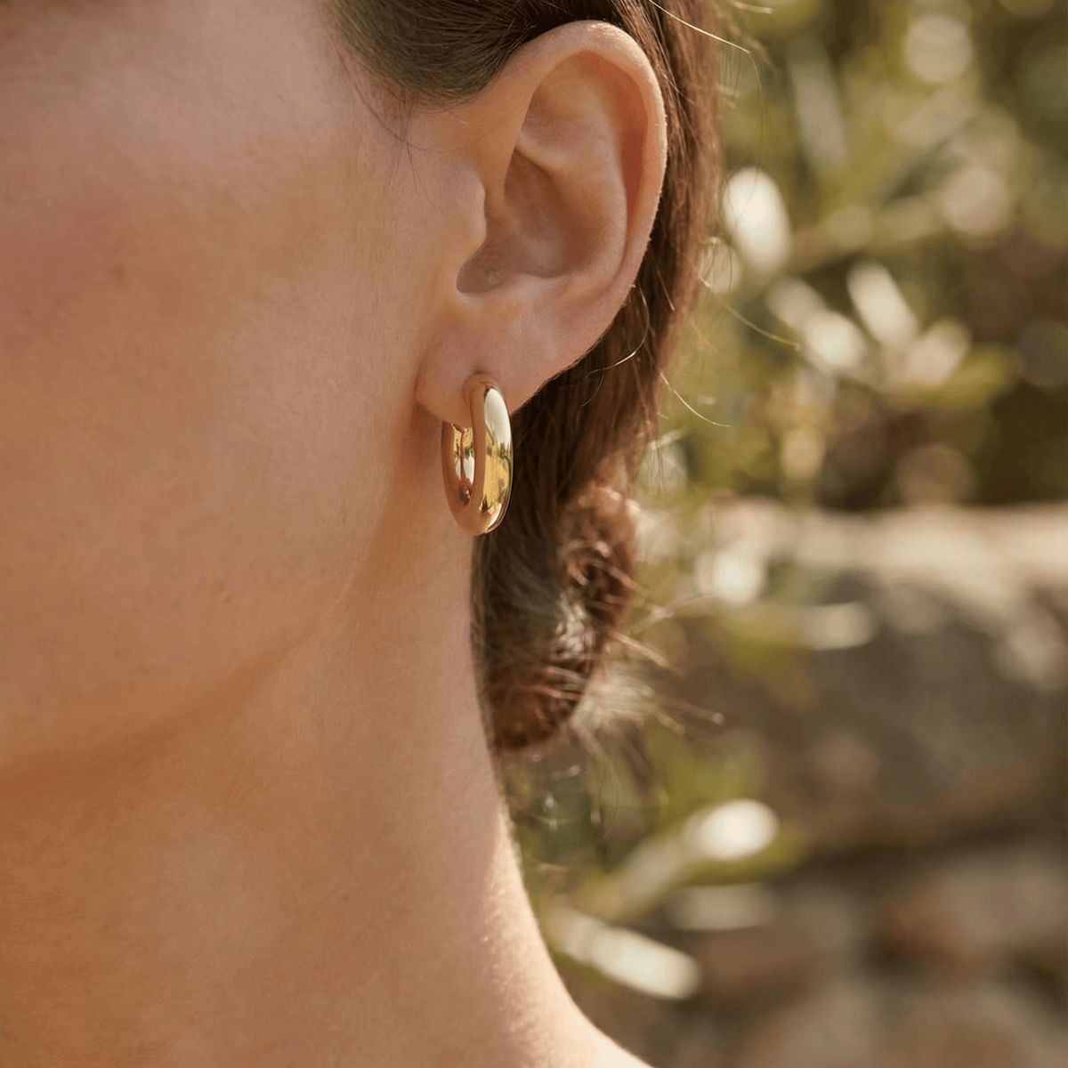 Massieve Halve Oorringen Glad RVS 25x8mm